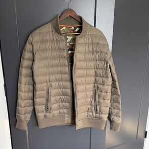 Men's Army Green Quilted Jacket with Camo Liner